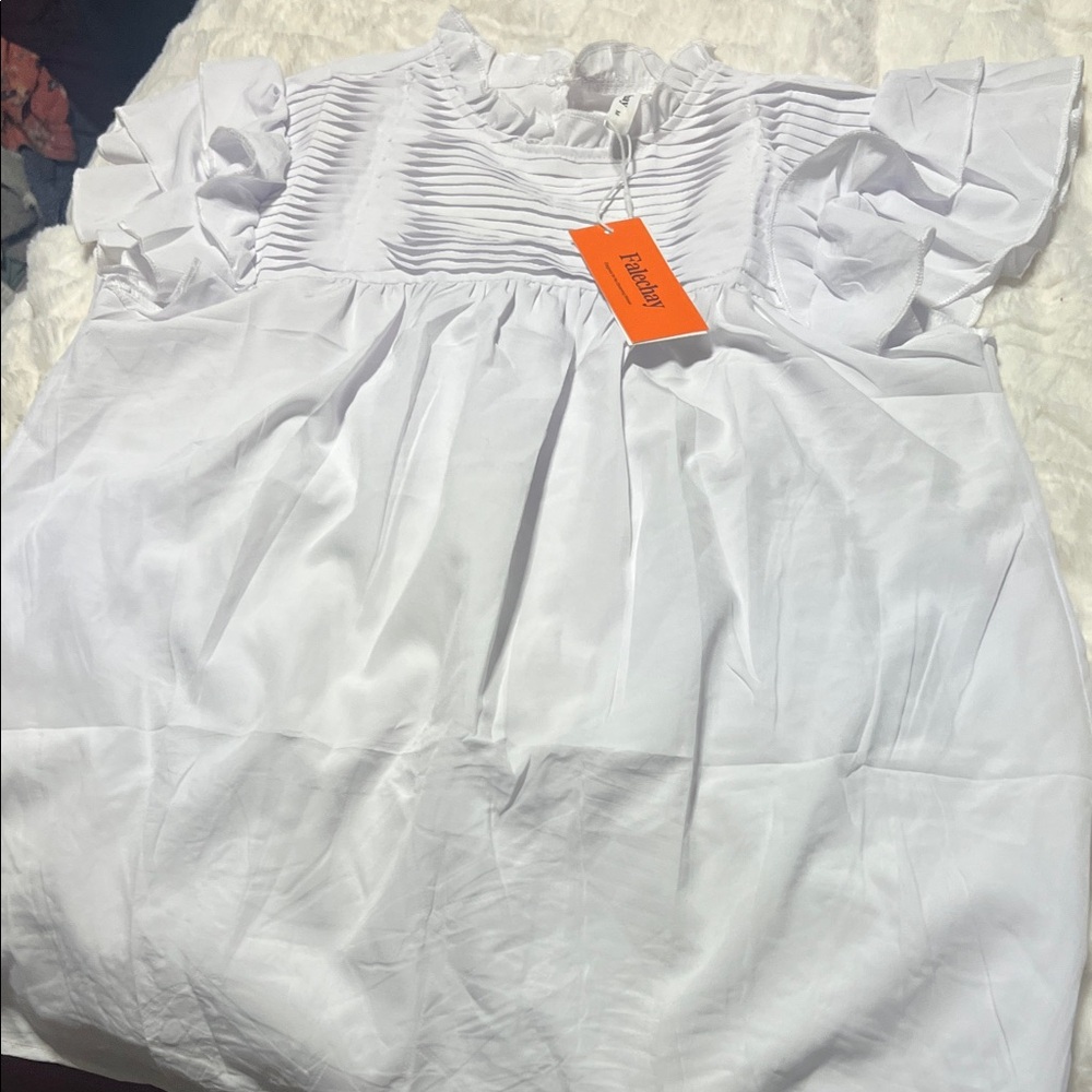 Falechay White Ruffled Blouse